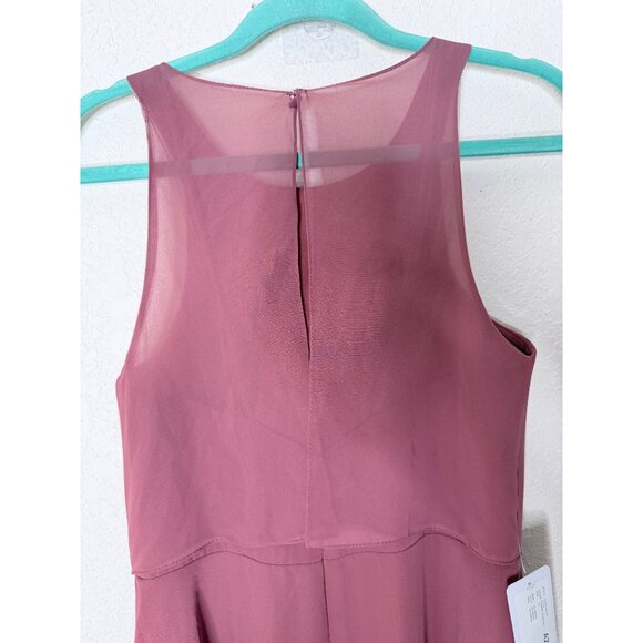 Azazie Aubree Formal Chiffon Maxi Dress Womens Size 6 Mauve Pink Bridesmaid - Picture 5 of 10